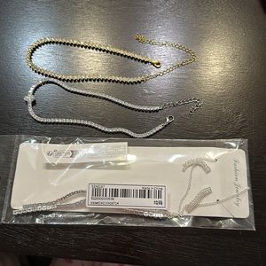 Two fashion embellished chokers and a necklace earring set